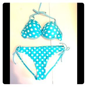 Polka dot bikini blue/white